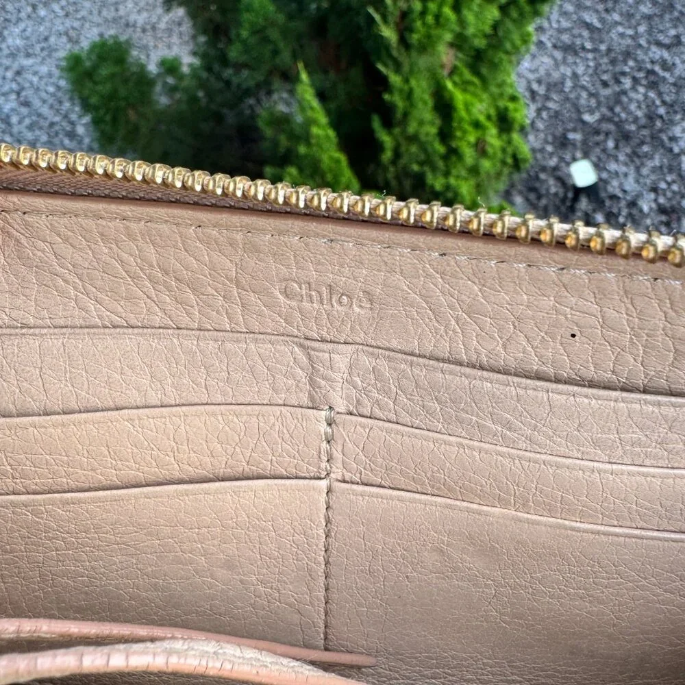 Chloe Wallet (FLAWS) Purse Long Wallet Authentic Beige Mustard Yellow